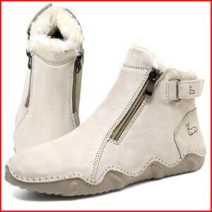 Women's Suede Fur Lined Ankle Boots Winter Snow Boots Zipper Chukka Boots